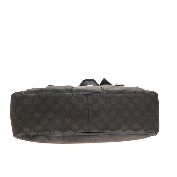 GUCCI Logo GG Pattern Shoulder Tote Bag Nylon Leather Brown Italy 80YH158 - Picture 9 of 15